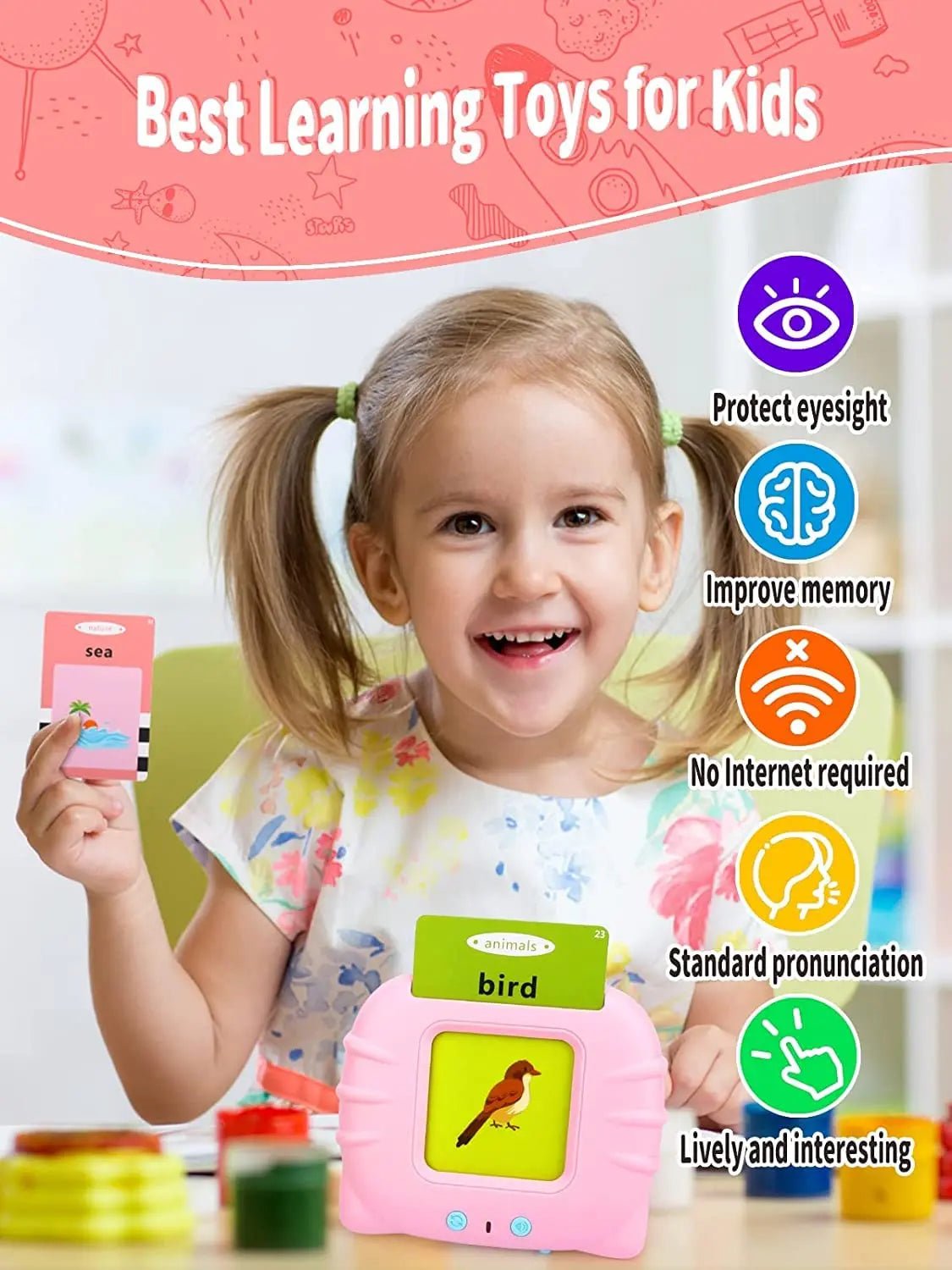 education-english-talking-flash-cards-learning-machine-with-sound-for-kids kids toy in Pakistan | Zilonay