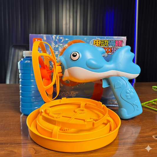 dolphin-bubble-gun-machine-toy-with-refill-solution kids toy in Pakistan | Zilonay