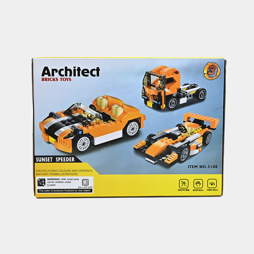 architect-3-in-1-speed-car-building-blocks-set-119-pieces-diy-racer-toy kids toy in Pakistan | Zilonay