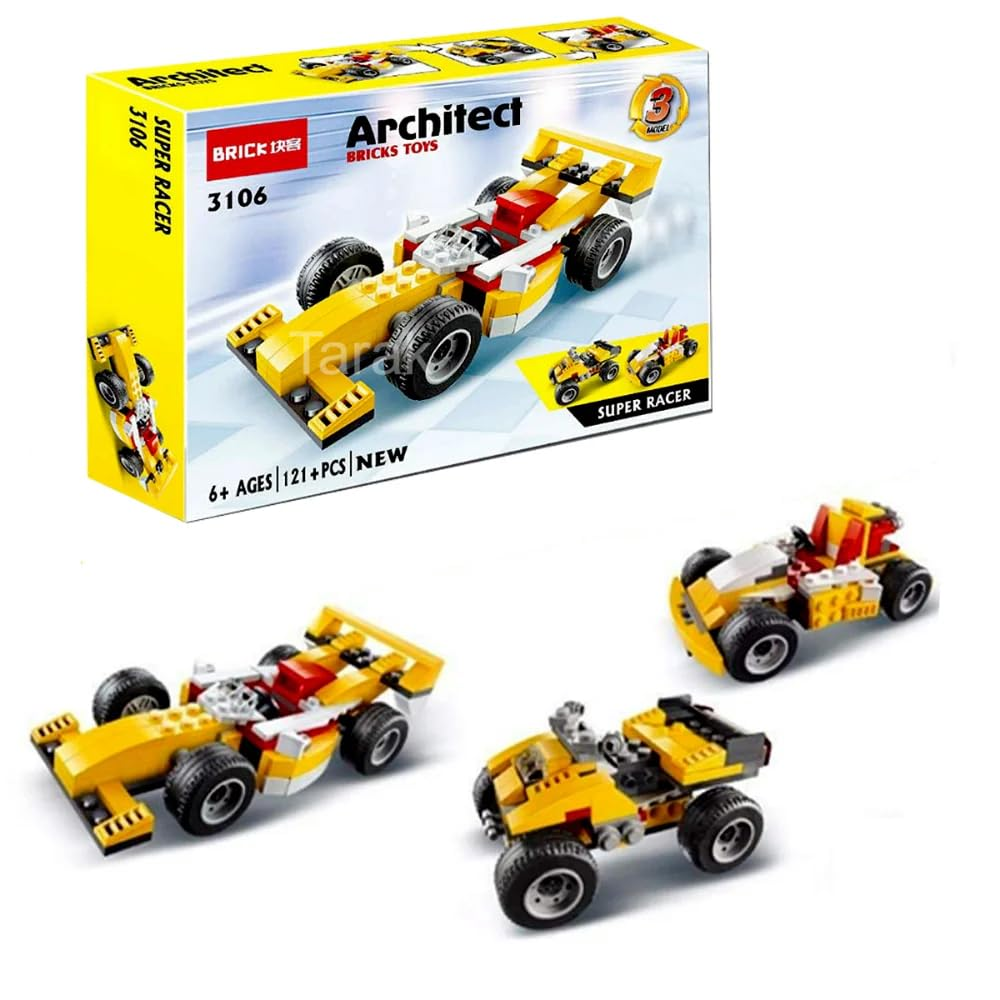 architect-super-racer-3-in-1-building-blocks-set-121-pieces kids toy in Pakistan | Zilonay