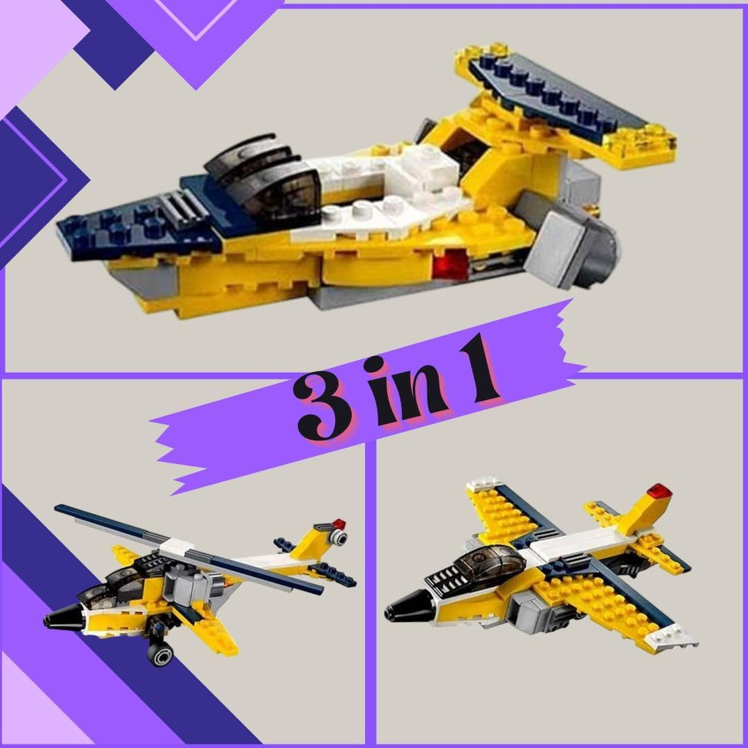 Closeup view of Zilonay architect airplane building block toy