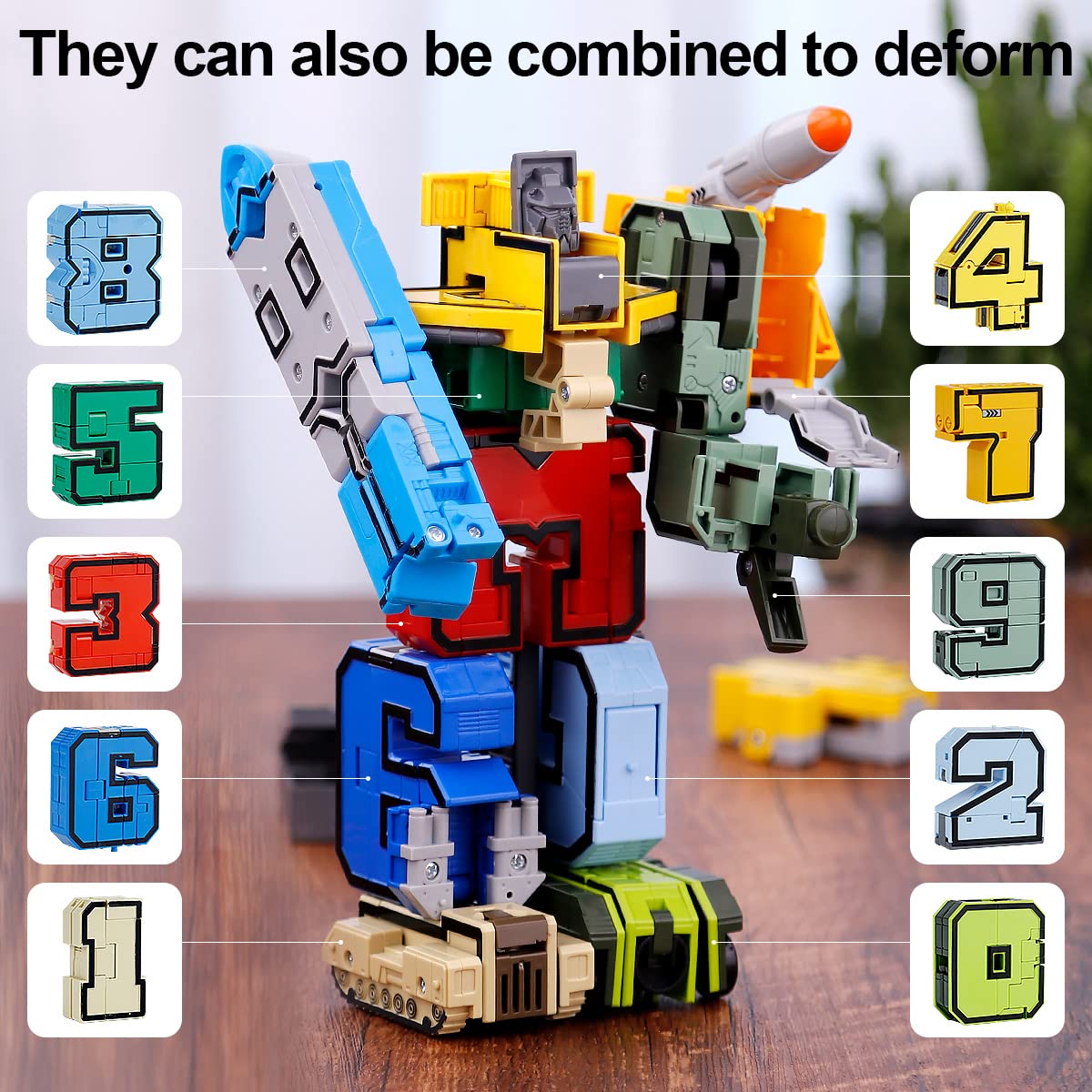 Kids playing with Zilonay number digit transformer robot toys