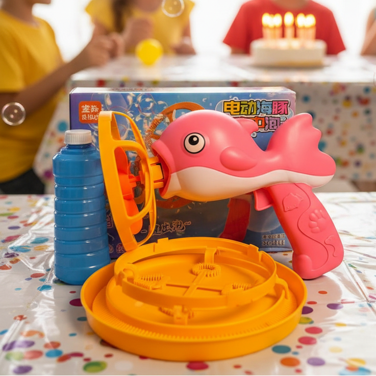 dolphin-bubble-gun-machine-toy-with-refill-solution kids toy in Pakistan | Zilonay