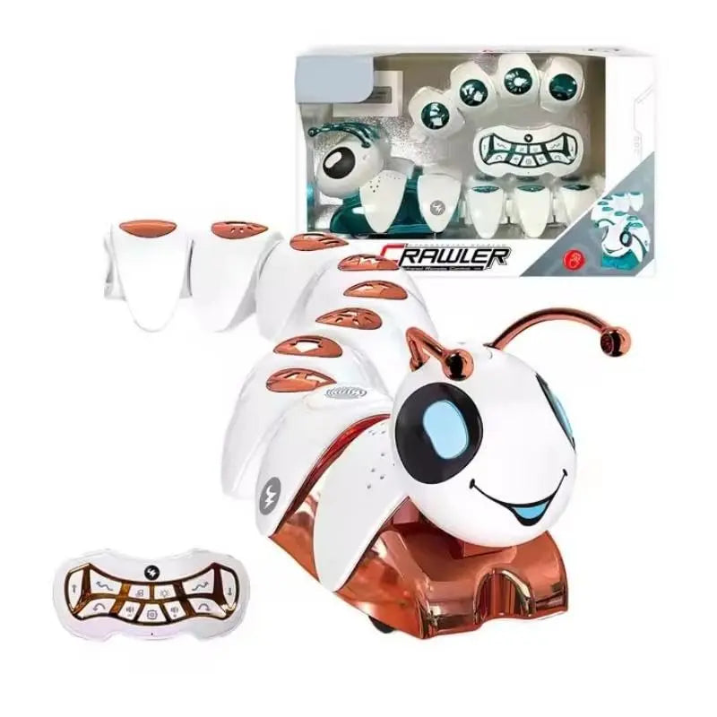 Zilonay Smart Crawling Caterpillar Robot Toy for Kids | Fingerprint-Sensing Programmable RC Insect with Lights, Music & Swing Walking
