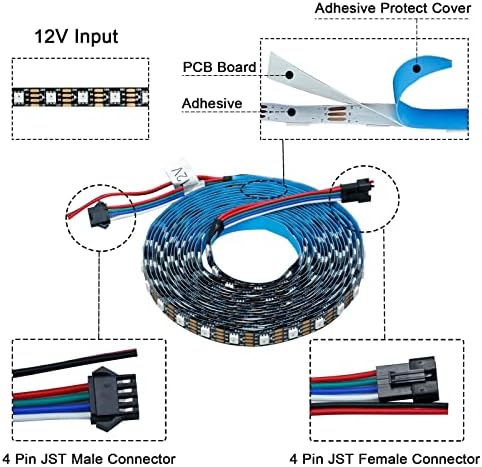 16.4ft 300 Pixels DC12V RGB Individually Addressable Dual Signal