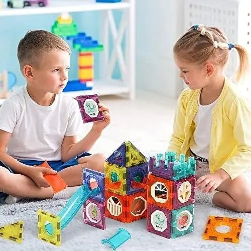 56-pcs-light-magnetic-tiles-building-blocks-for-kids kids toy in Pakistan | Zilonay