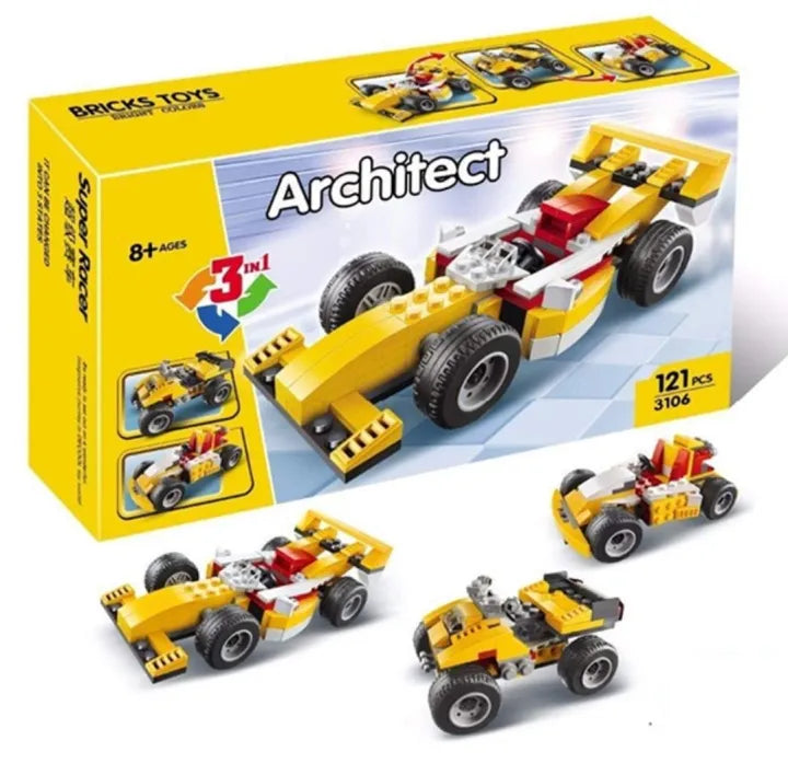 architect-super-racer-3-in-1-building-blocks-set-121-pieces kids toy in Pakistan | Zilonay