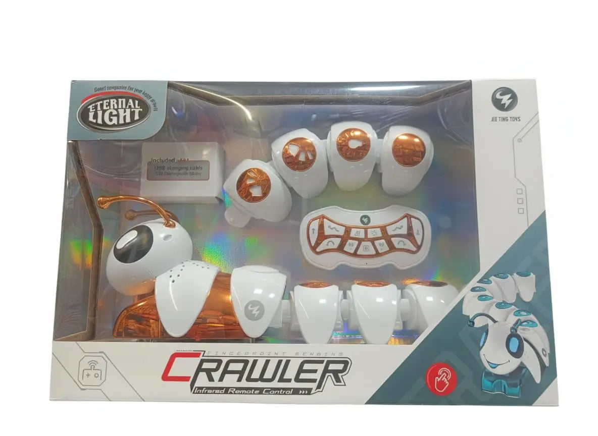 Zilonay Smart Crawling Caterpillar Robot Toy for Kids | Fingerprint-Sensing Programmable RC Insect with Lights, Music & Swing Walking