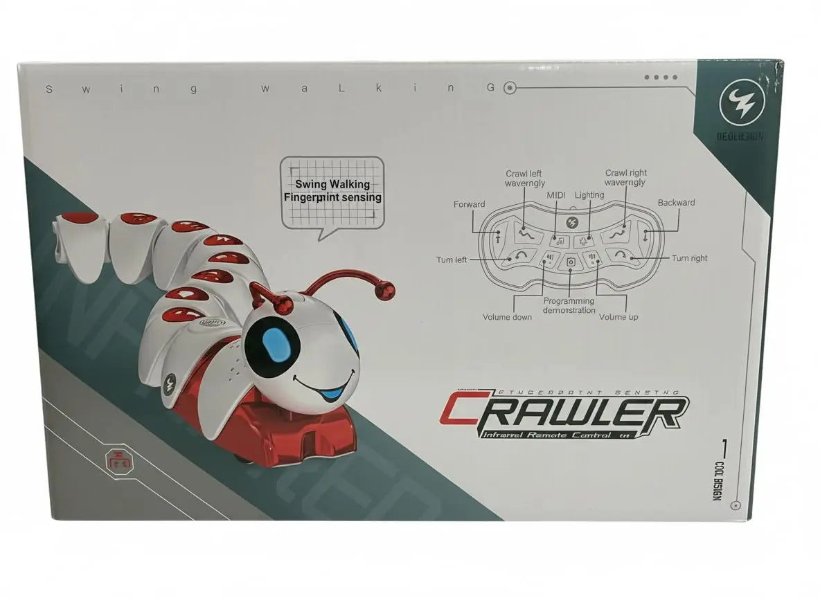 Zilonay Smart Crawling Caterpillar Robot Toy for Kids | Fingerprint-Sensing Programmable RC Insect with Lights, Music & Swing Walking