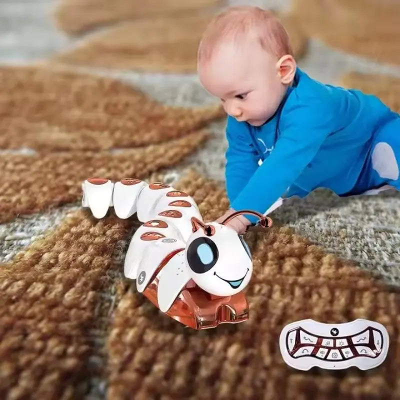 Zilonay Smart Crawling Caterpillar Robot Toy for Kids | Fingerprint-Sensing Programmable RC Insect with Lights, Music & Swing Walking