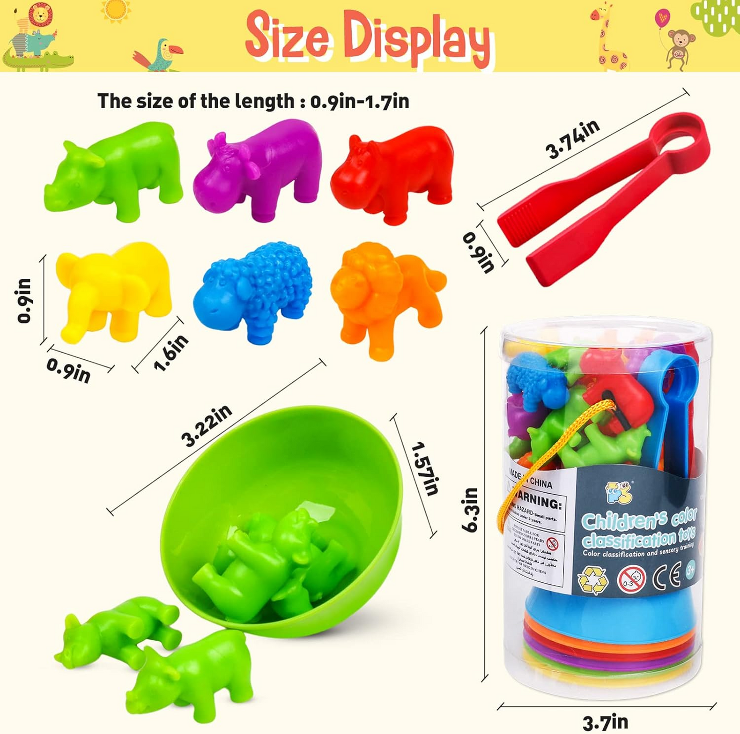 animal-counting-color-sorting-matching-game-with-rainbow-bowls kids toy in Pakistan | Zilonay