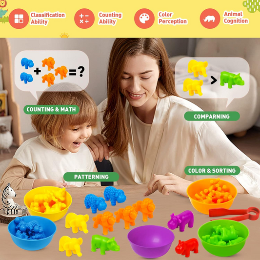 animal-counting-color-sorting-matching-game-with-rainbow-bowls kids toy in Pakistan | Zilonay