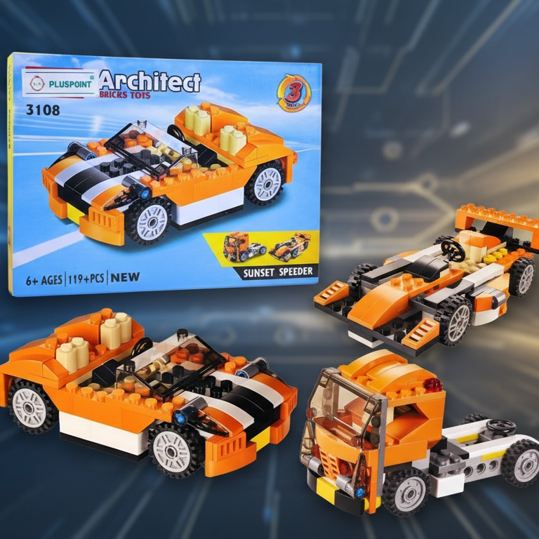 architect-3-in-1-speed-car-building-blocks-set-119-pieces-diy-racer-toy kids toy in Pakistan | Zilonay