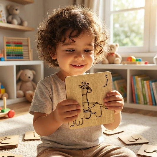 wooden-urdu-english-alphabet-stencils-set kids toy in Pakistan | Zilonay