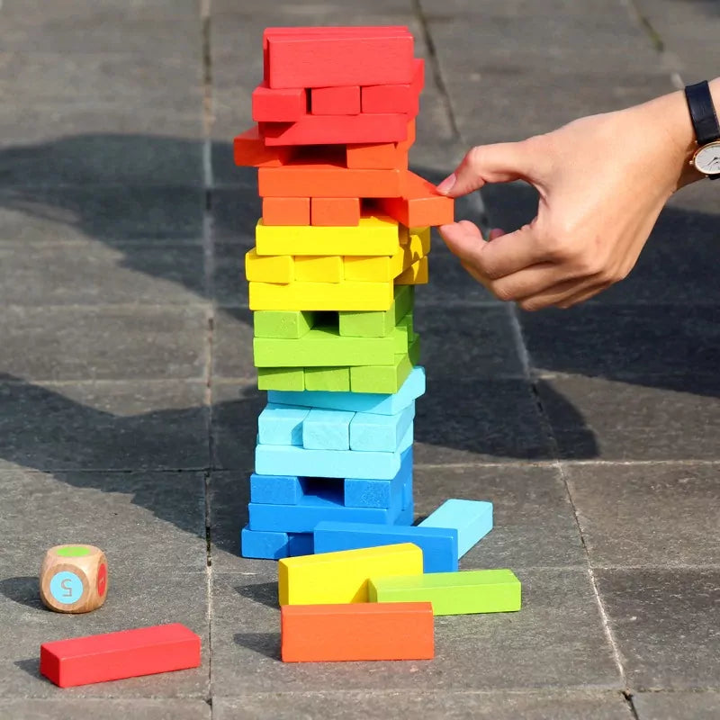 54-pieces-wooden-colorful-jenga kids toy in Pakistan | Zilonay