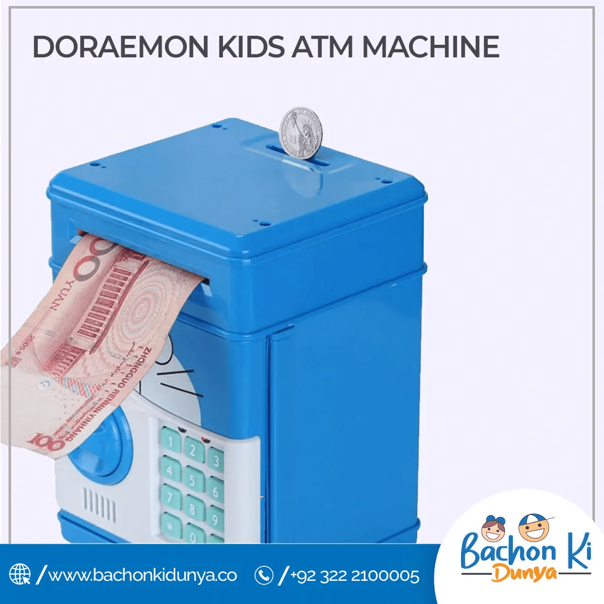 doraemon-piggy-bank-atm-password-unlock-mini-atm-money-saving-box-for-kids-cartoon-safe-bank-electronic-piggy-bank kids toy in Pakistan | Zilonay