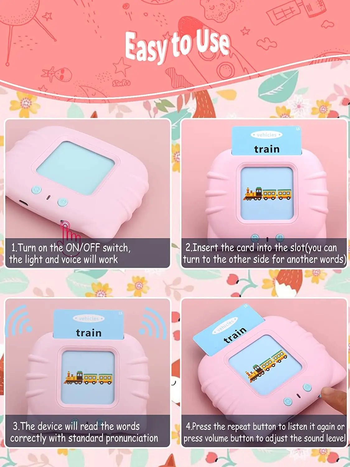 education-english-talking-flash-cards-learning-machine-with-sound-for-kids kids toy in Pakistan | Zilonay