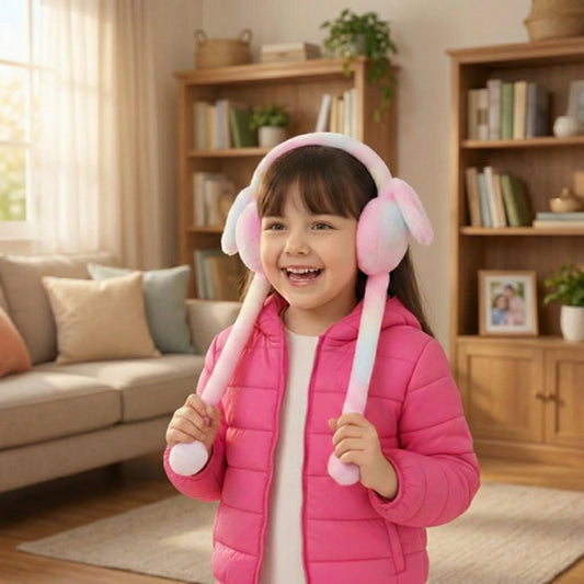 bunny-earmuffs-with-moving-ears-soft-rabbit-warm-earmuffs-for-kids-pink kids toy in Pakistan | Zilonay