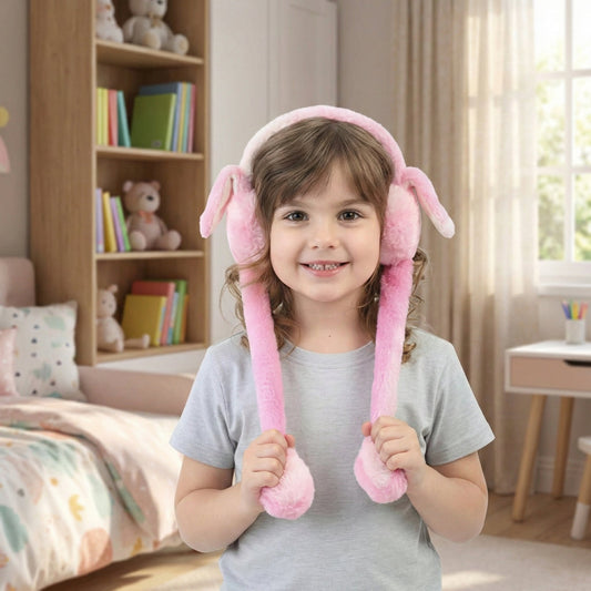bunny-earmuffs-with-moving-ears-soft-rabbit-warm-earmuffs-for-kids-pink kids toy in Pakistan | Zilonay