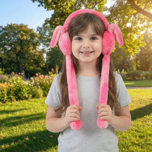 bunny-earmuffs-with-moving-ears-soft-rabbit-warm-earmuffs-for-kids-red kids toy in Pakistan | Zilonay