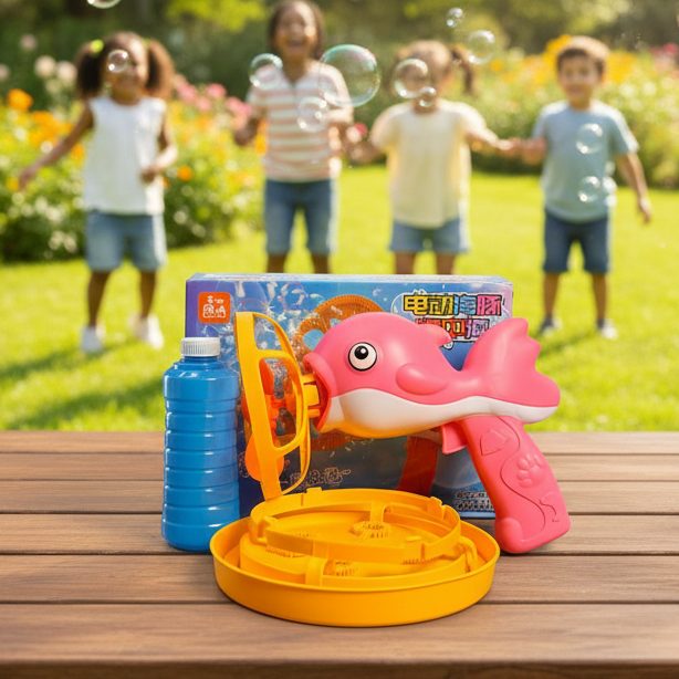 dolphin-bubble-gun-machine-toy-with-refill-solution kids toy in Pakistan | Zilonay