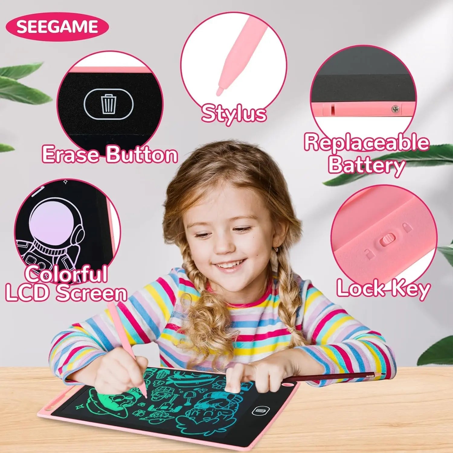 lcd-multicolor-screen-writing-tablet-erasable-writing-board kids toy in Pakistan | Zilonay