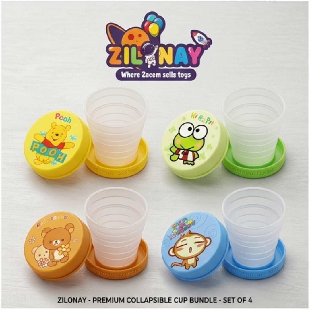 Portable Folding Plastic Magic Glass for Kids (Pack of 4) – Mini Foldable Travel Water Cups