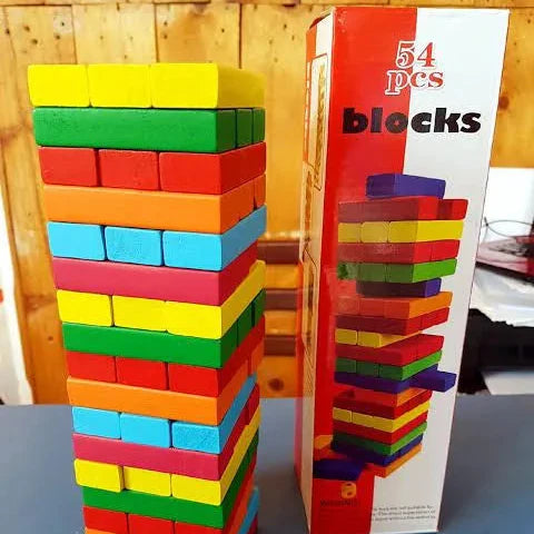54-pieces-wooden-colorful-jenga kids toy in Pakistan | Zilonay