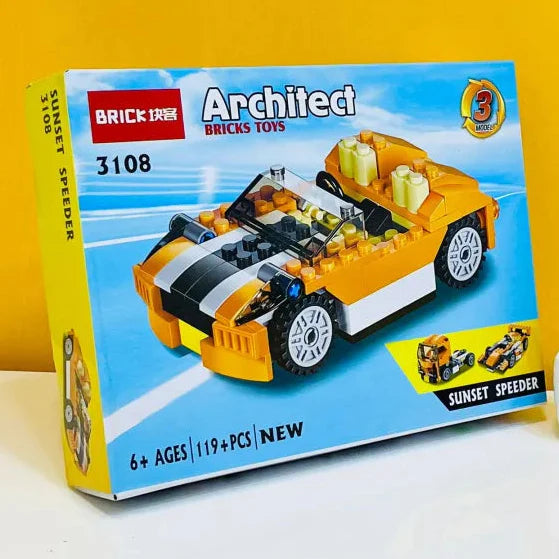 architect-3-in-1-speed-car-building-blocks-set-119-pieces-diy-racer-toy kids toy in Pakistan | Zilonay