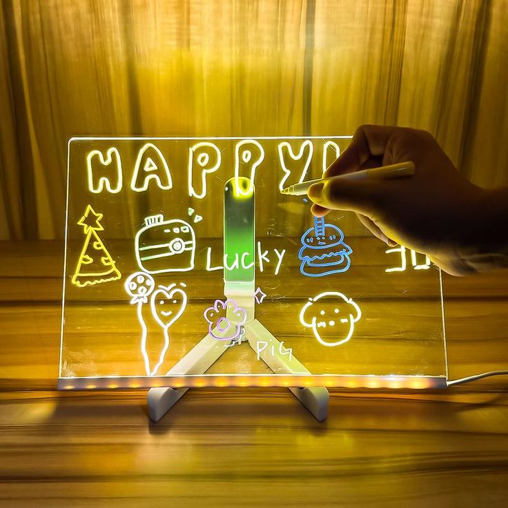acrylic-led-board-with-colorful-night-light-7-neon-pens kids toy in Pakistan | Zilonay