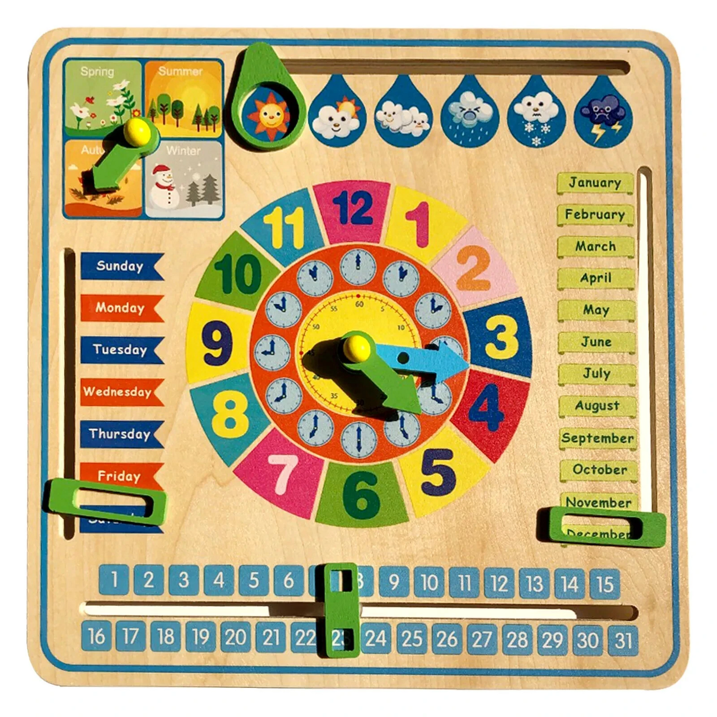 educational-wooden-multifunctional-calendar-clock kids toy in Pakistan | Zilonay