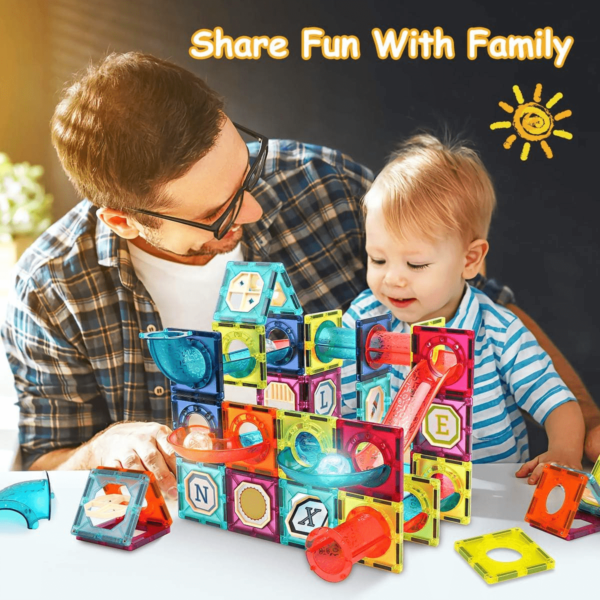 56-pcs-light-magnetic-tiles-building-blocks-for-kids kids toy in Pakistan | Zilonay