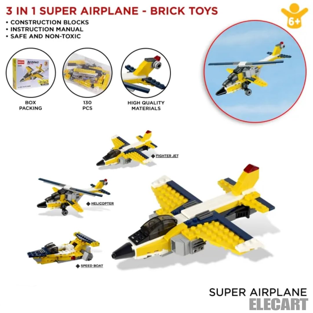 architect-airplane-brick-toy-3-in-1-building-blocks-130-pieces kids toy in Pakistan | Zilonay