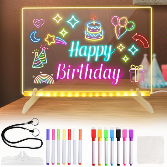 acrylic-led-board-with-colorful-night-light-7-neon-pens kids toy in Pakistan | Zilonay