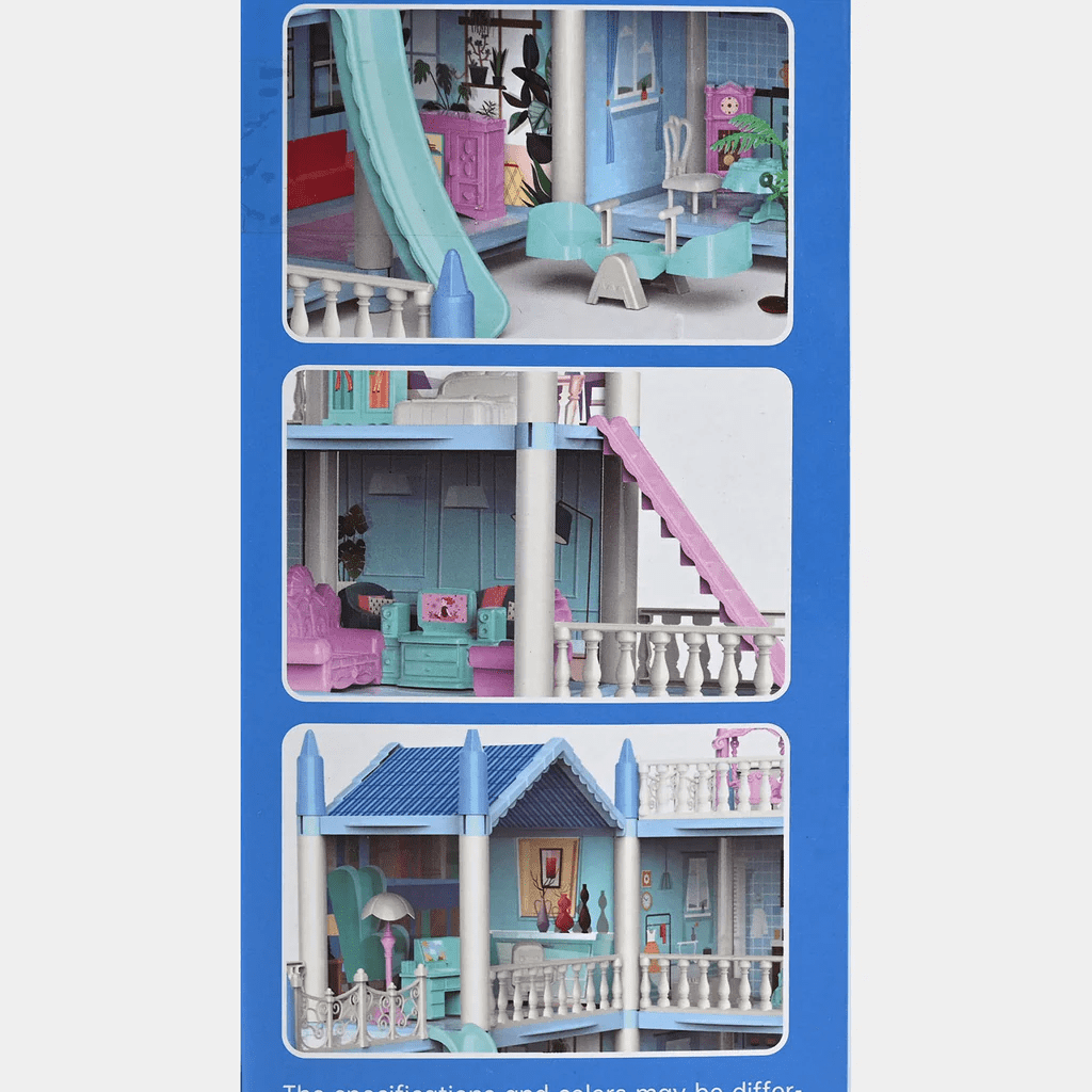 diy-doll-house-villa-set-for-kids-blue kids toy in Pakistan | Zilonay