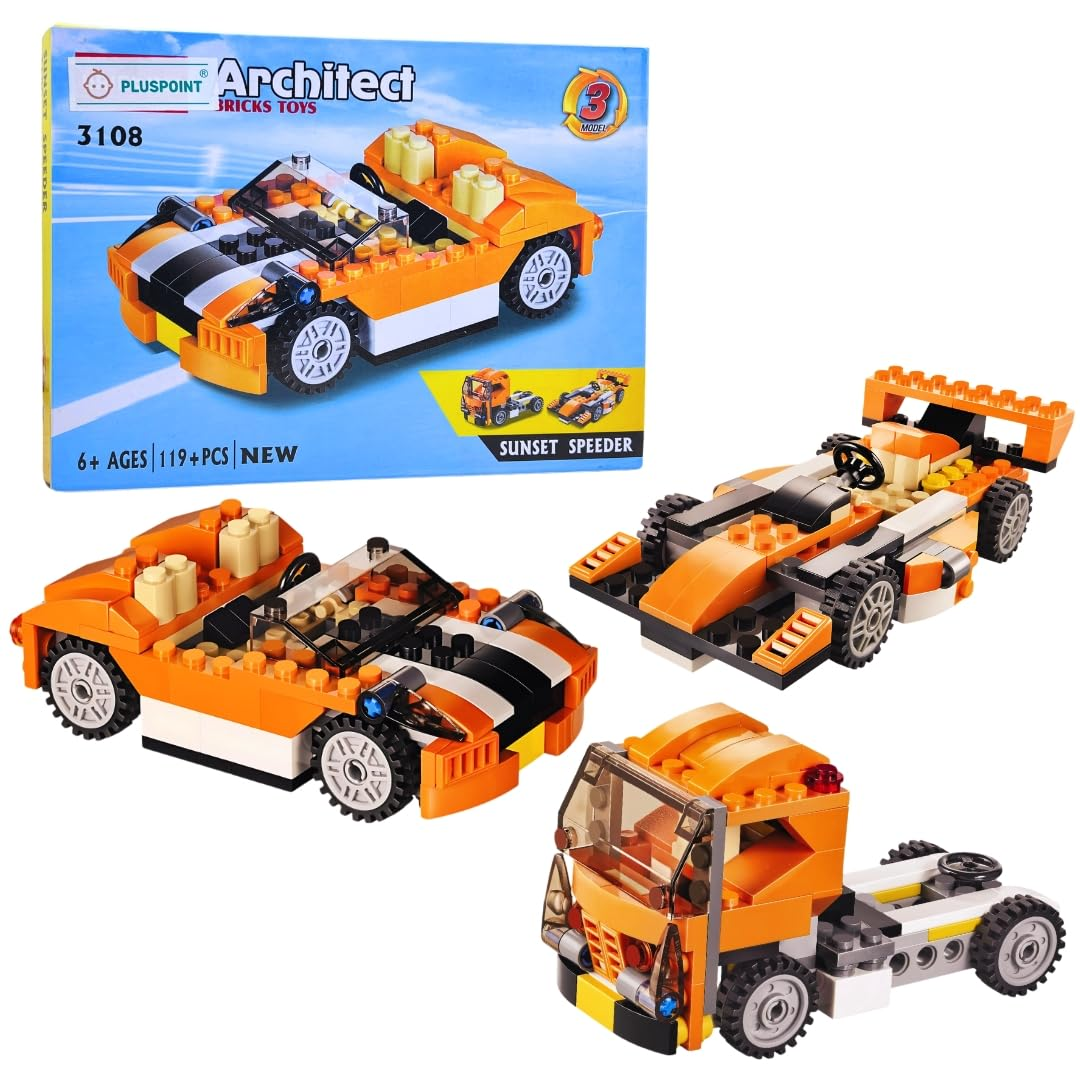 architect-3-in-1-speed-car-building-blocks-set-119-pieces-diy-racer-toy kids toy in Pakistan | Zilonay