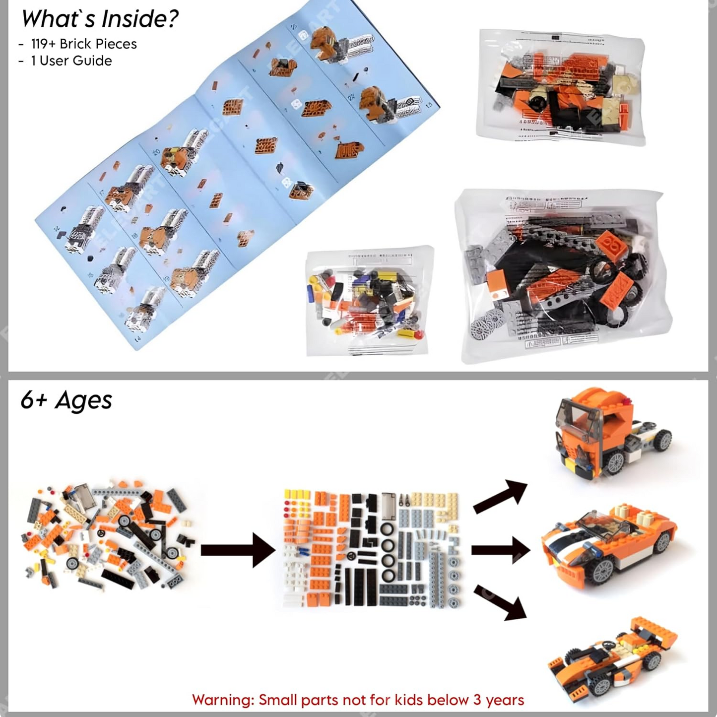 architect-3-in-1-speed-car-building-blocks-set-119-pieces-diy-racer-toy kids toy in Pakistan | Zilonay