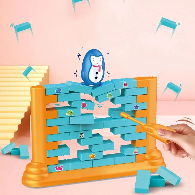 Penguin/Frog Wall Stacking Bricks Game