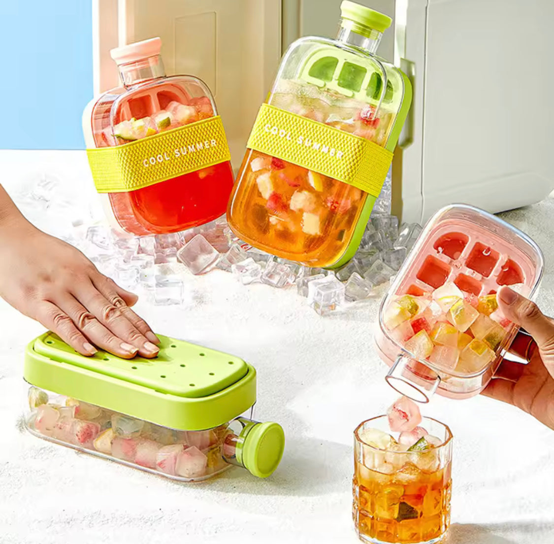 Zilonay 2 In 1 Ice Maker Ice Cube Bottle front view portable cooler cup