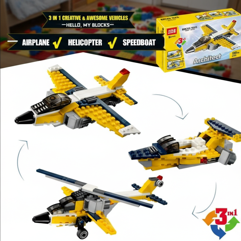 Zilonay architect airplane brick toy 3 in 1 building blocks 130 pieces