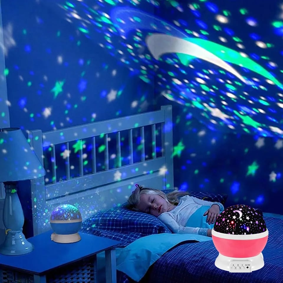 Bedroom night lamp with star and moon projection effects