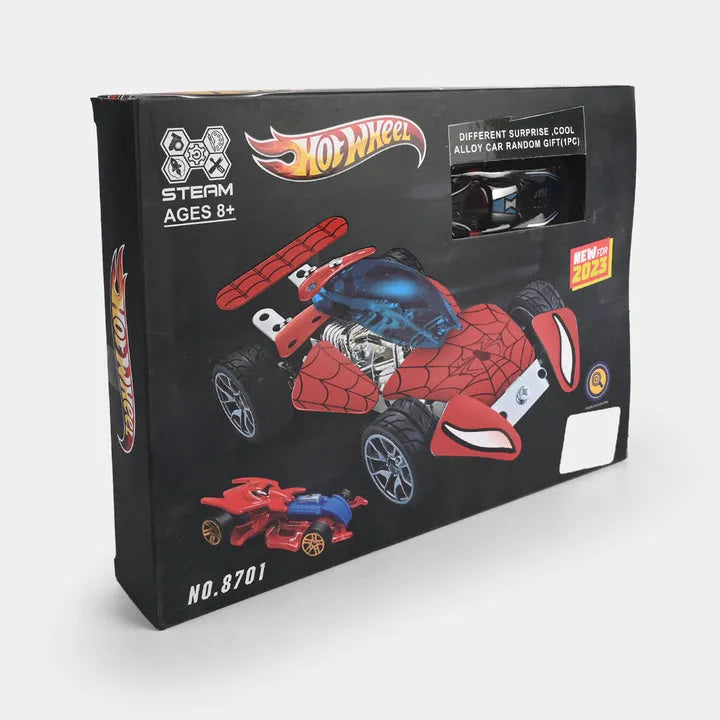Metal toy car and bike set with detailed design for children