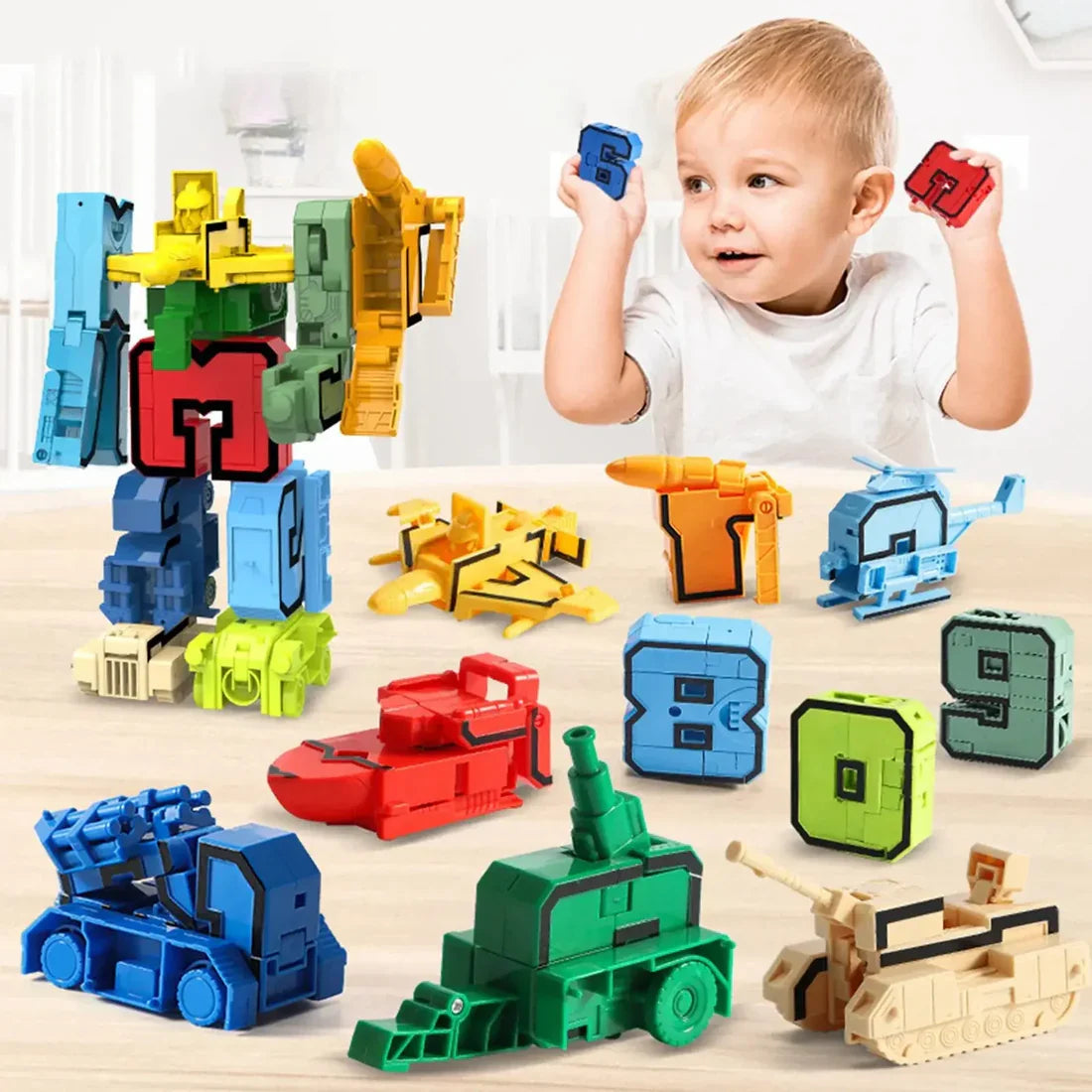 Educational number transformer robot toy for kids learning and fun