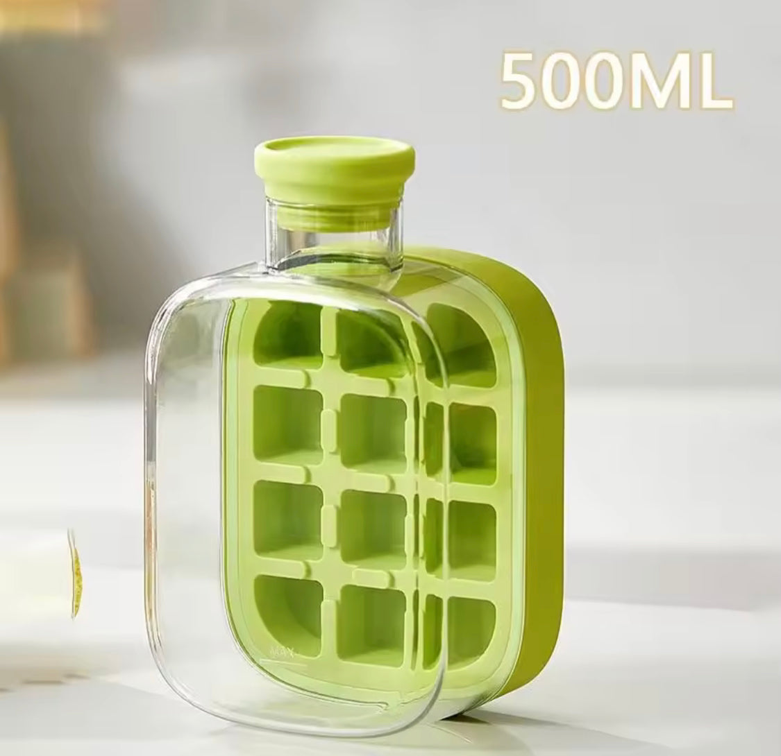 Gym water bottle with built in ice maker and cooler cup design