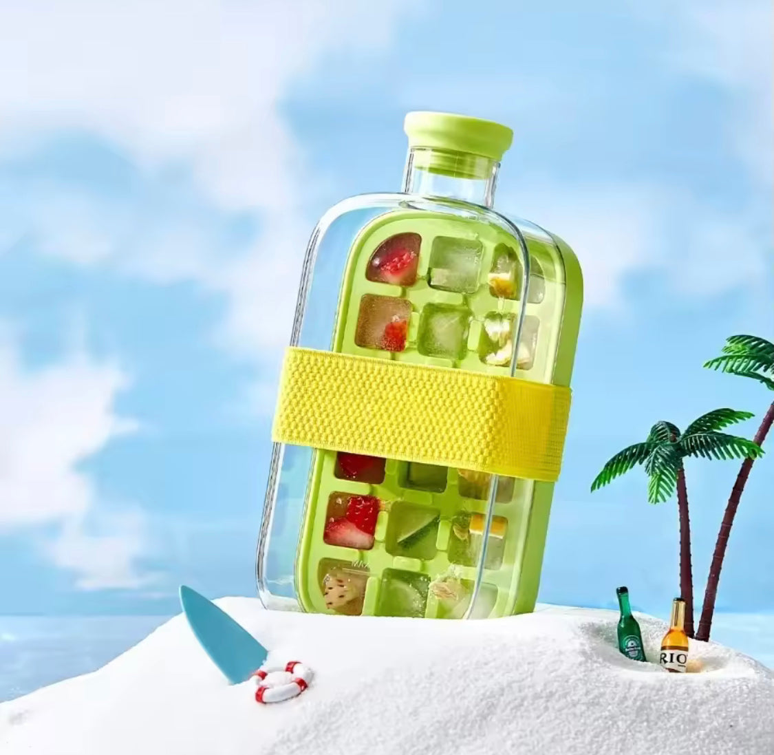 Ice cube mold water bottle for cold beverages by Zilonay