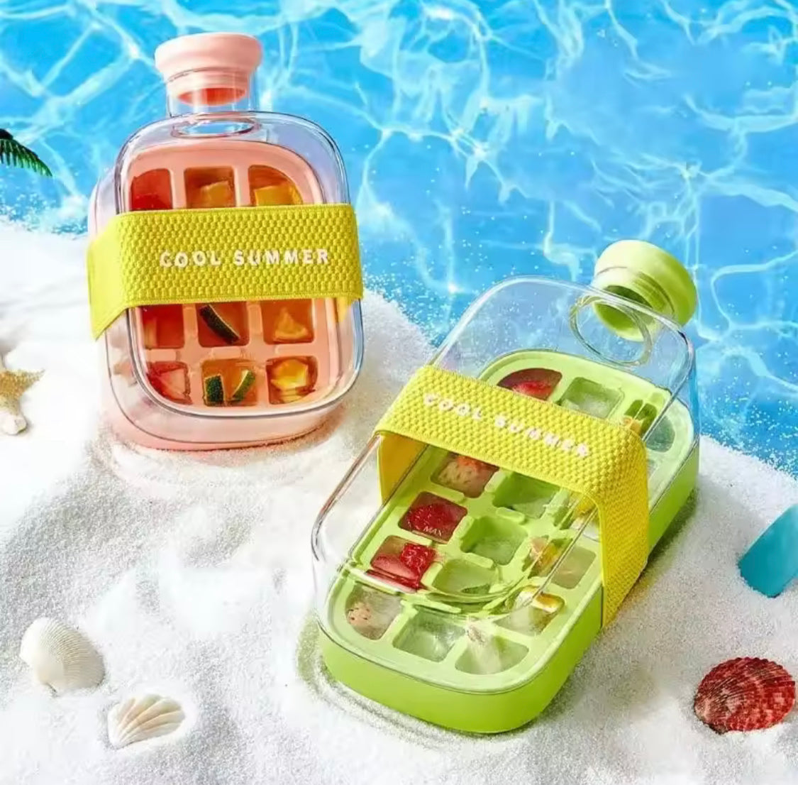 Side view of Zilonay portable ice maker water bottle for outdoor use