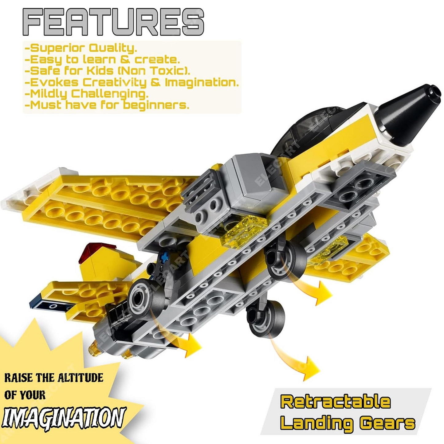 construction airplane toy with colorful building block pieces