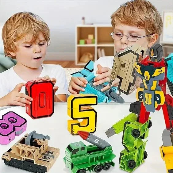 Zilonay kids number digit transformer robot toy set from 0 to 9