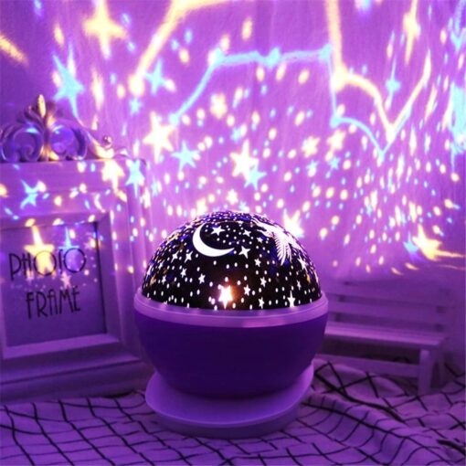 LED star projector lamp with multicolor night sky projection