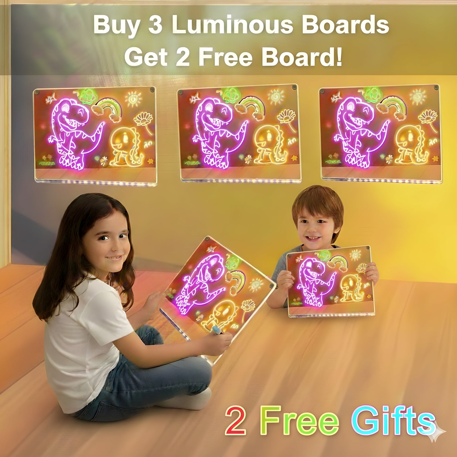 Child using Zilonay LED luminous magical drawing board at home